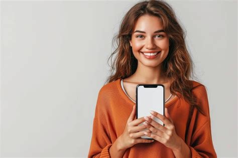 Premium Photo Woman Showcasing Smartphone Mockup Created With