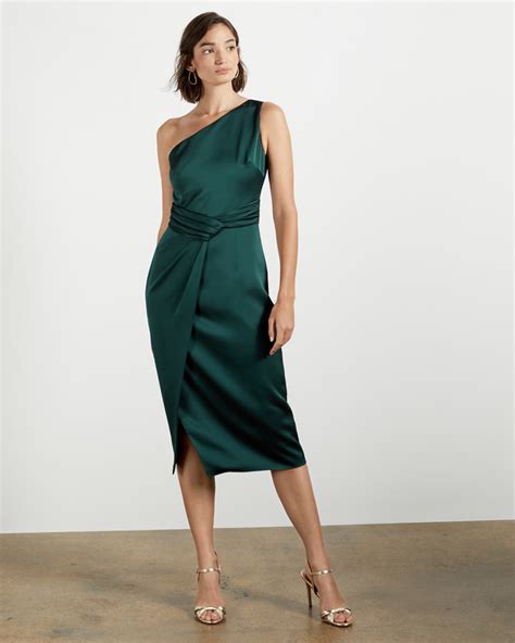 Ted Baker Zaaraa One Shoulder Fold Detail Midi Dress Shopstyle