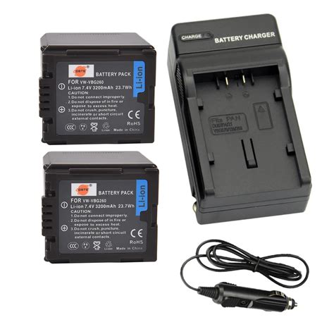 DSTE 2PCS VW VBG260 Battery With US Plug Charger And Car Adapter For