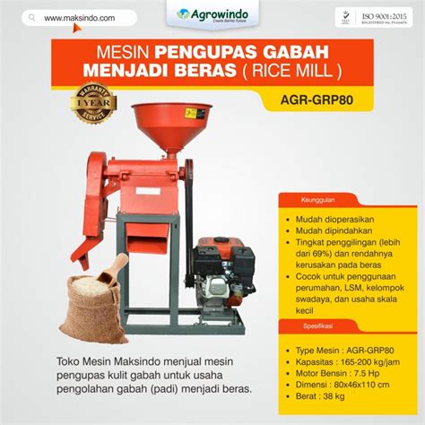 Mesin Pengupas Gabah Menjadi Beras Rice Mill AGR GRP80 Toko Mesin