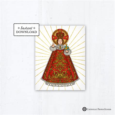 Infant of Prague Novena Prayer Card, Infant of Prague Greeting Card Instant Download - DIY ...