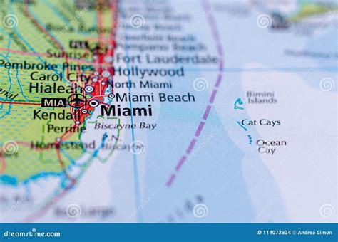 Miami on map stock photo. Image of located, pages, florida - 114073834