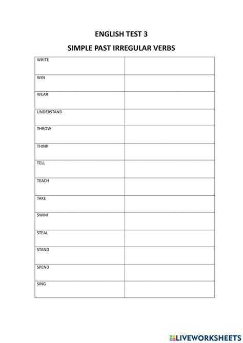 Past Simple Irregular Verbs Exercise For Bgu Live Worksheets