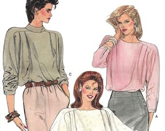 Vogue V Sewing Pattern Misses Loose Fitting Pullover Tops With