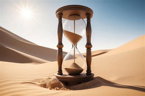 Premium Photo Close Up Of Hourglass On Sand In Desert With Sunlight Created Using Generative