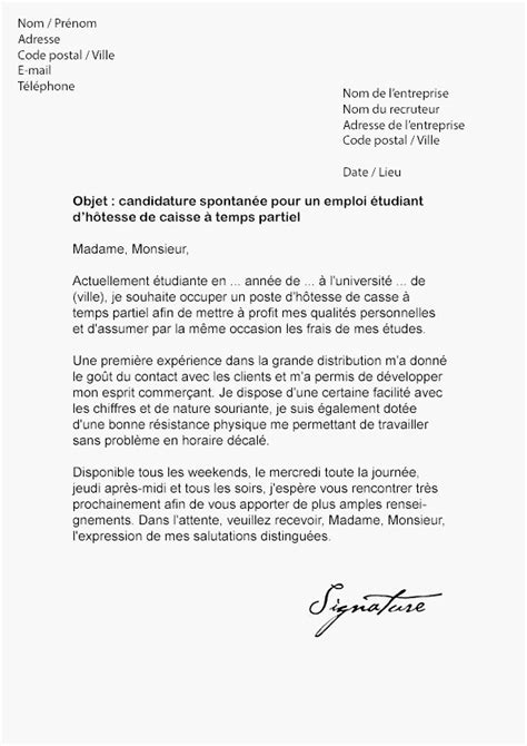 Lettre de motivation job étudiant temps partiel laboite cv fr