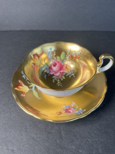 Antique Radfords Fenton Gold Floral Tea Cup Saucer 8548 England Hand