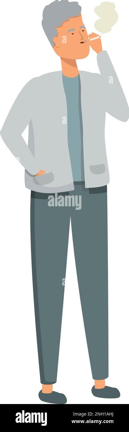 Poverty Man Smoking Icon Cartoon Vector Poor People Refugee Parent