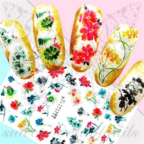 Japanese Flowers Nail Art Stickers