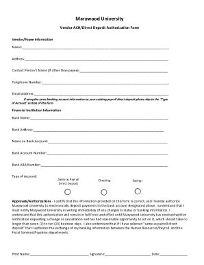 Fillable Online Vendor Ach Authorization Form Both Payee And Financial