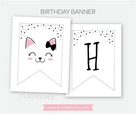 Kitty Cat Birthday Banner Kitty Cat Party Decorations Black Etsy