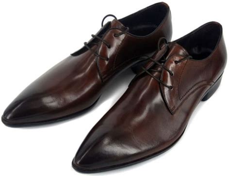 Chaussures De Costume En Cuir Pointe Classiques Avec Lacets Marrons