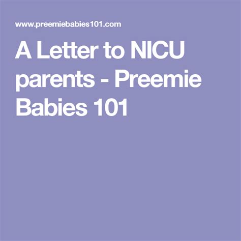 A Letter To NICU Parents Preemie Babies 101 Nicu Lettering