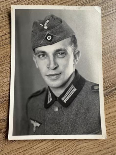 Pk Portrait Foto Gef Wehrmacht Reg Feldbluse Schiffchen Name Bekannt