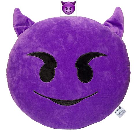 Evz Emoji Devil Face Emoticon Cushion Stuffed Plush Soft