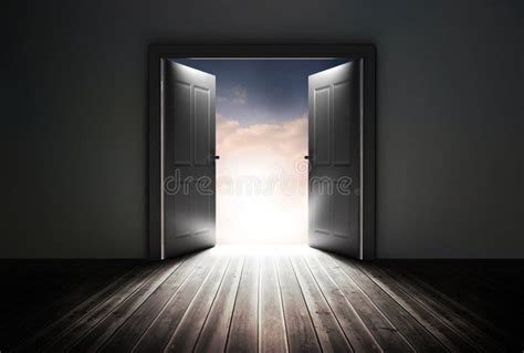 Doors Opening To Reveal Beautiful Sky Stock Illustration Illustration