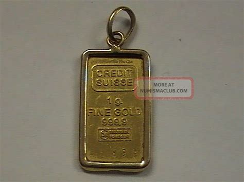 Credit Suisse 1 Gram 999 9 Fine Gold Bullion Bar Ingot Pendant Charm Assay