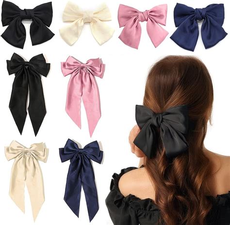 8pcs Big Bow Hair Clips Fhdusryo Solid Color Large Hair