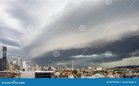 Storm Clouds Over Brisbane City Editorial Stock Image - Image of ...