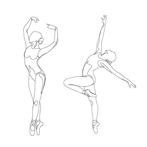 Premium Vector | Line art dance woman simple ballet poses