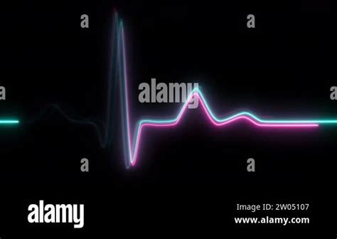 Neon Heartbeat On Black Isolated Background K Seamless Loop Animation