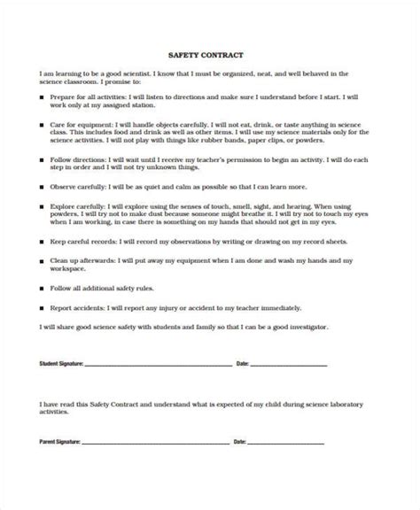 Safety Contract Templates 9free Word Pdf Format Download