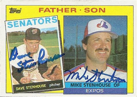 Dave Mike Stenhouse 1985 Topps Father Son Baseball Cards