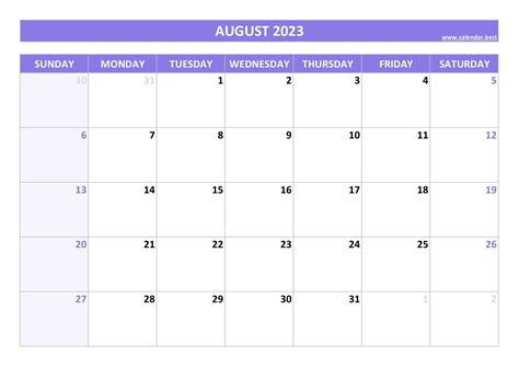 August 2023 calendar -Calendar.best