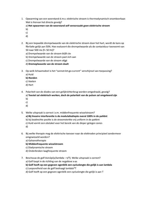 Examenvragen Fysische Middelen Opwarming Van Een Weerstand D M