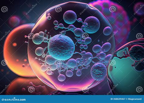 Cellule Staminali Embrionali D Sotto Un Microscopio Illustrazione Di