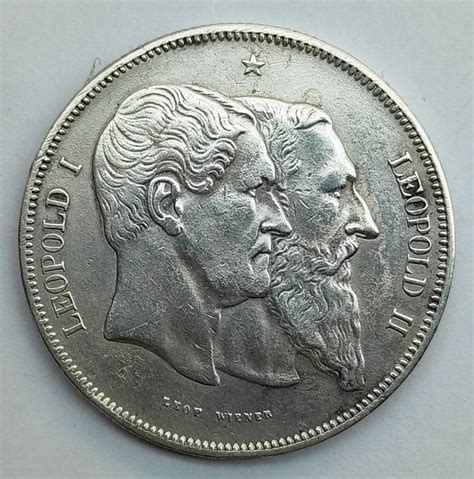 Belgium Leopold Ii Francs Zeldzame Variant Met