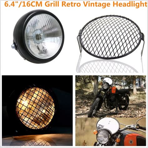 6 4 16CM 12V 35W Grill Retro Vintage Motorcycle Side Mount Headlight