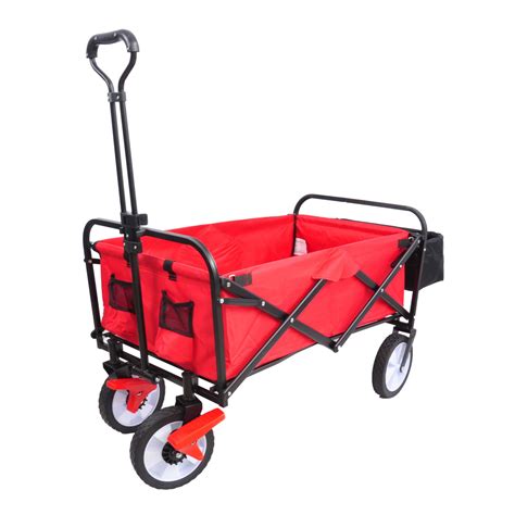 Hbi Home Folding Station Wagon Garden Carts With Back Frame Retractable