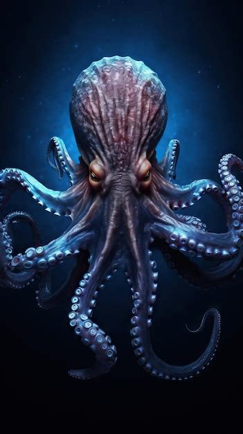 Pulpo Realista Sobre Fondo Oscuro Generado Por Ia Foto Premium