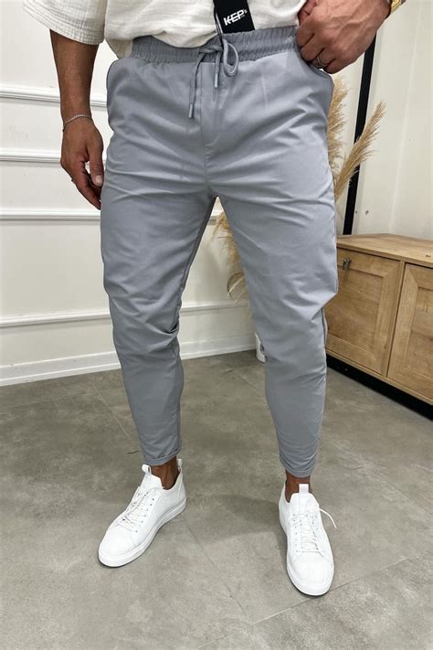 MADZEYMODA Erkek Slim Fit Dar Kesim Paraşüt Kumaş Duble Paça Füme