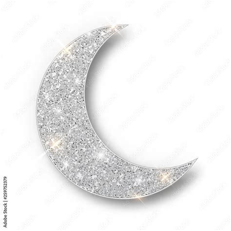 Crescent Islamic For Ramadan Kareem Design Element Isolated Silver