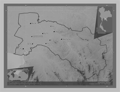 Chachoengsao Thailand Grayscale Labelled Points Of Cities Stock