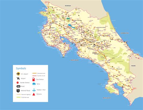 Large detailed road and highways map of Costa Rica. Costa Rica large ...