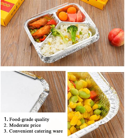 2 3 4 Compartment Disposable Fastfood Takeaway Aluminum Foil Food