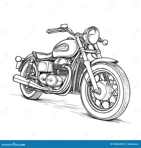 Classic Motorcycle Sketch: Clean and Sharp Line Art on White Background ...