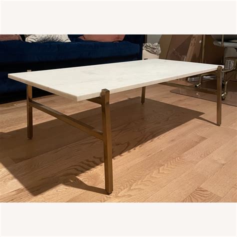 Cb Slab Small Marble Coffee Table With Brass Base Aptdeco