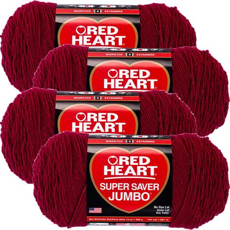 Red Heart Super Saver Yarn Burgundy Multipack Of 4 Walmart