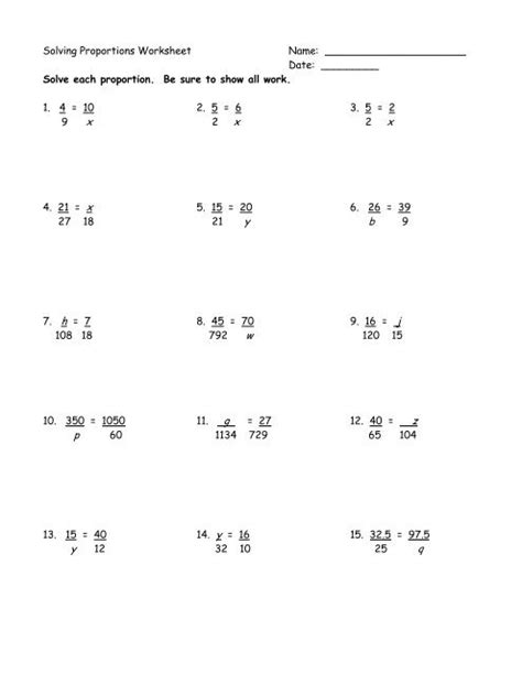 Solving Proportions Worksheet Worksheets Library