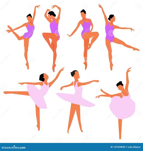 Set Of Ballet Dancers Isolated On White Vector Stock Vector