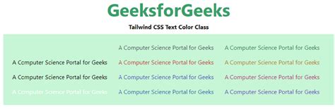 Tailwind Css Text Color Geeksforgeeks