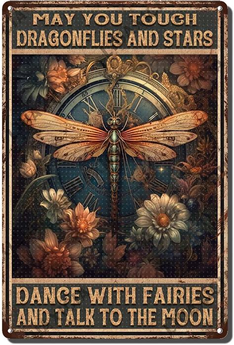 Amazon Hothostl Vintage Dragonfly Metal Signs Whisper Words Of