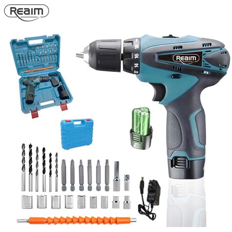 REAIM Mesin Bor Impact Drill Bor Baterai Bor Tanpa Kabel 198Vf Bor