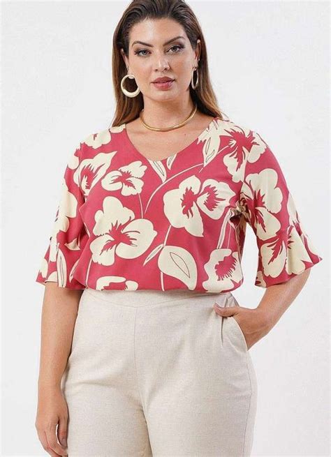 Blusa Ampla Almaria Plus Size New Umbi Estampada R