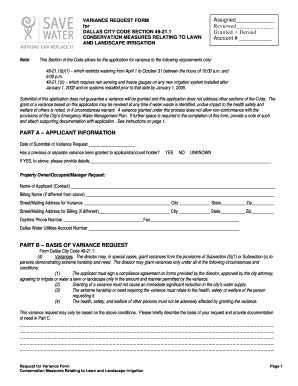 Fillable Online Variance Request Form City Of Dallas Fax Email Print