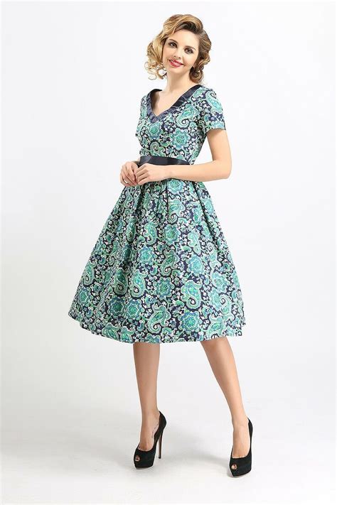 Robe Pin Up Rétro 50s Rockabilly à Motif Vert Pentagramme Femmes S M L